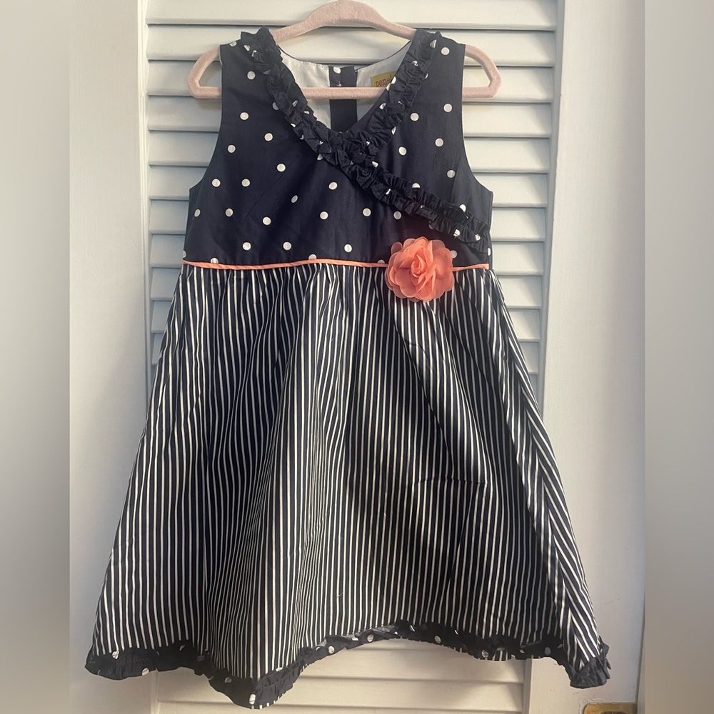 Penelope Mack S 4 Sundress. 3D Rosette on High Waist.Polka Dot Ruffles-Like New